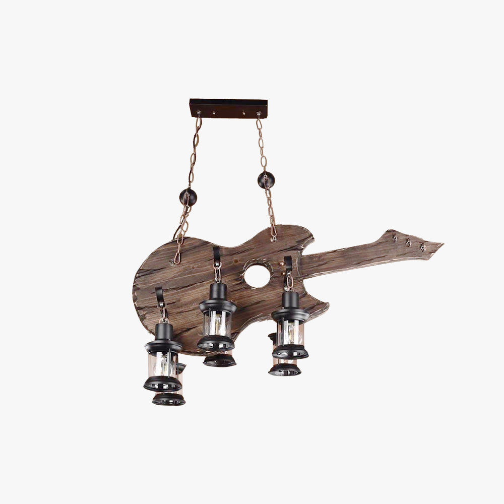 Epoch Legno Metallo Chitarra a 6 Lanterne Agriturismo Lampade a Sospensione