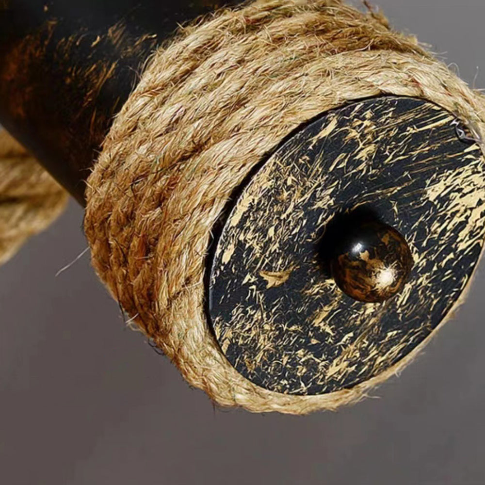 Silva Lampada a Sospensione LED Legno Vintage Corda Canapa Metallo