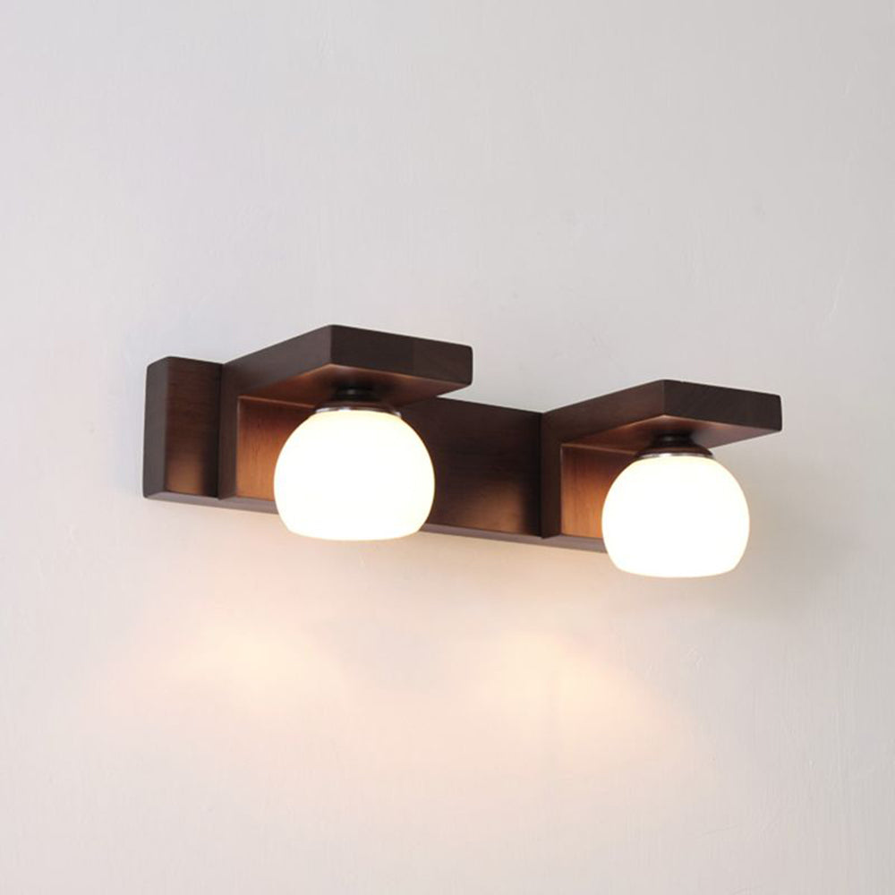 Muto Vintage Legno Vetro Marrone Applique Soggiorno