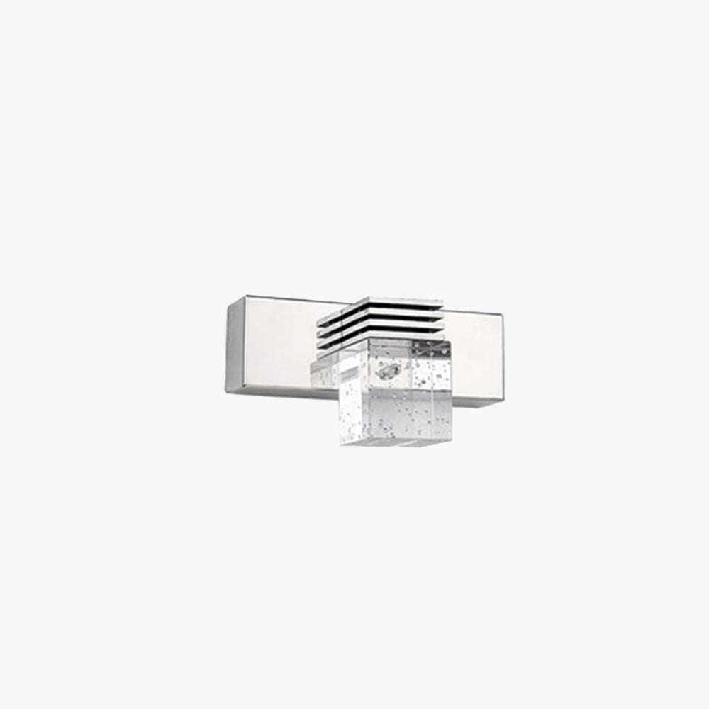 Arisha Moderno Minimalismo LED Applique Quadrato Metallo Cristallo Argento Specchio Bagno