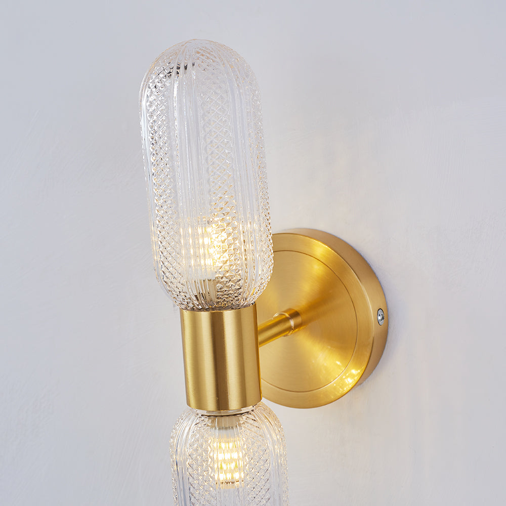 Kristy Design LED Applique Vetro Globo Oro Trasparente Lusso
