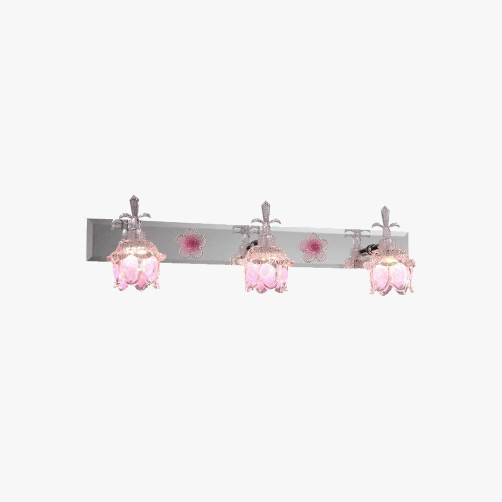 Arisha Design LED Applique Specchio Bellissimo Fiore Vanità Rosa Metallo/Vetro Bagno