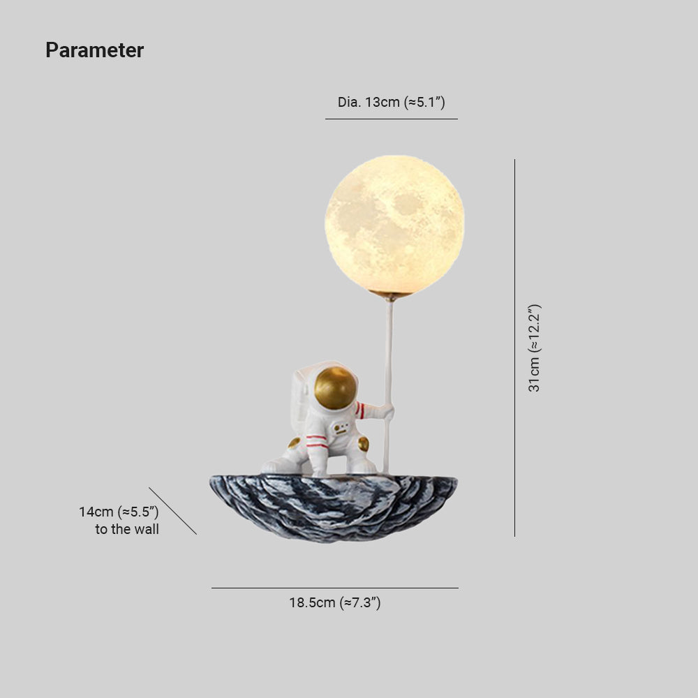 Aria Design LED Astronauta Decorativo Applique Metallo Vetro Acrilico Bianco/Blu-Bianco Soggiorno/Camera da Letto