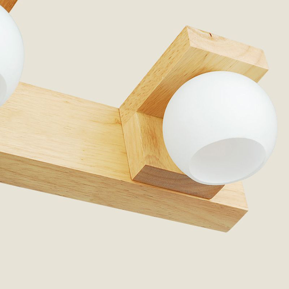 Muto Moderni LED Piccolo Applique Vanità Specchio Sfera Legno Bagno