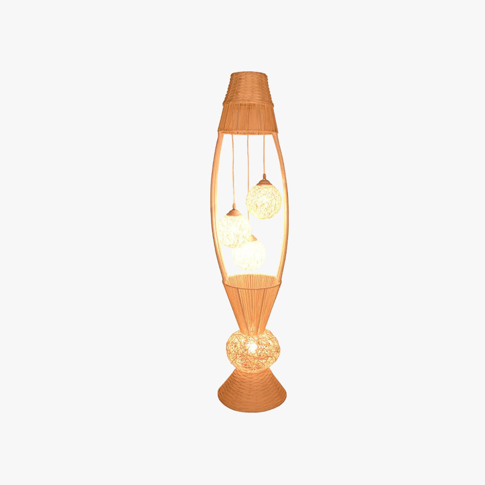 Muto Pesce Cestino Lampade da Terra Legno/Bambù 4 luci LED
