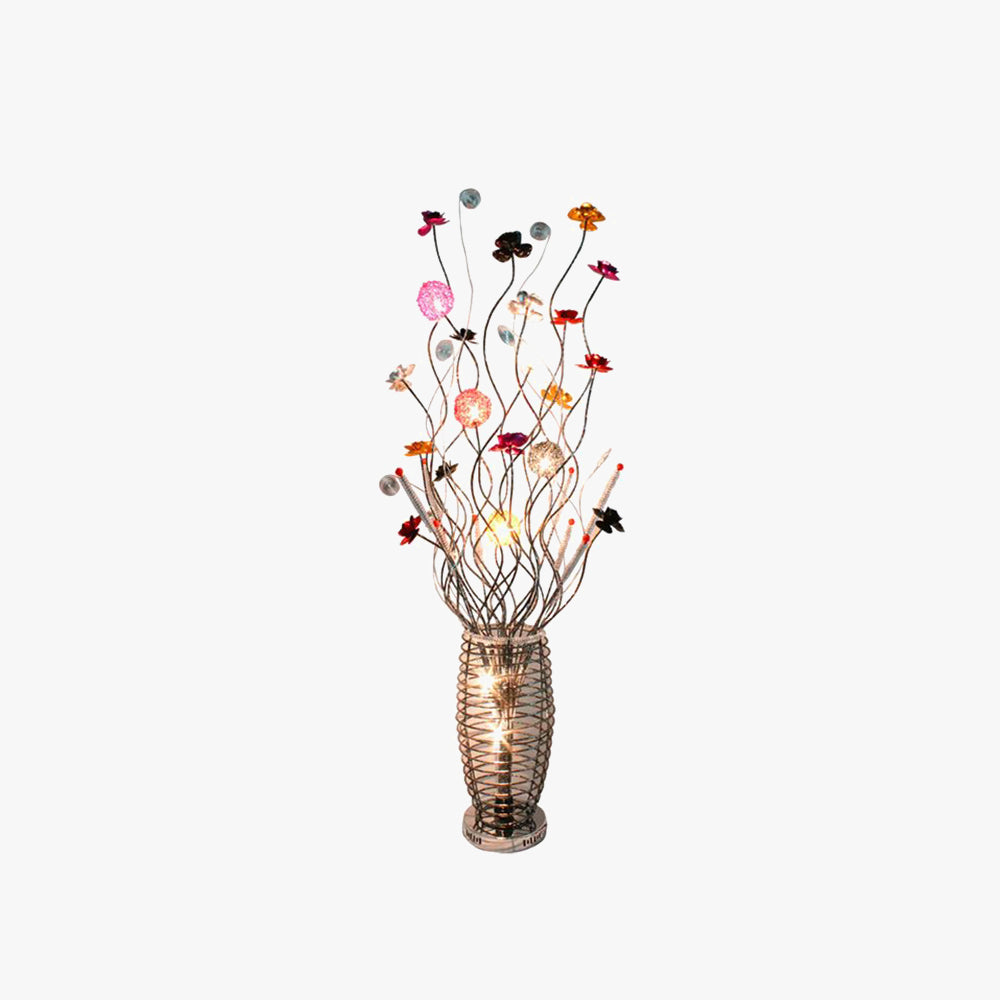Arisha Bellissimo LED Lampade da Terra Arte Deco Fiore Vaso Metallo Argento Soggiorno/Camera da Letto