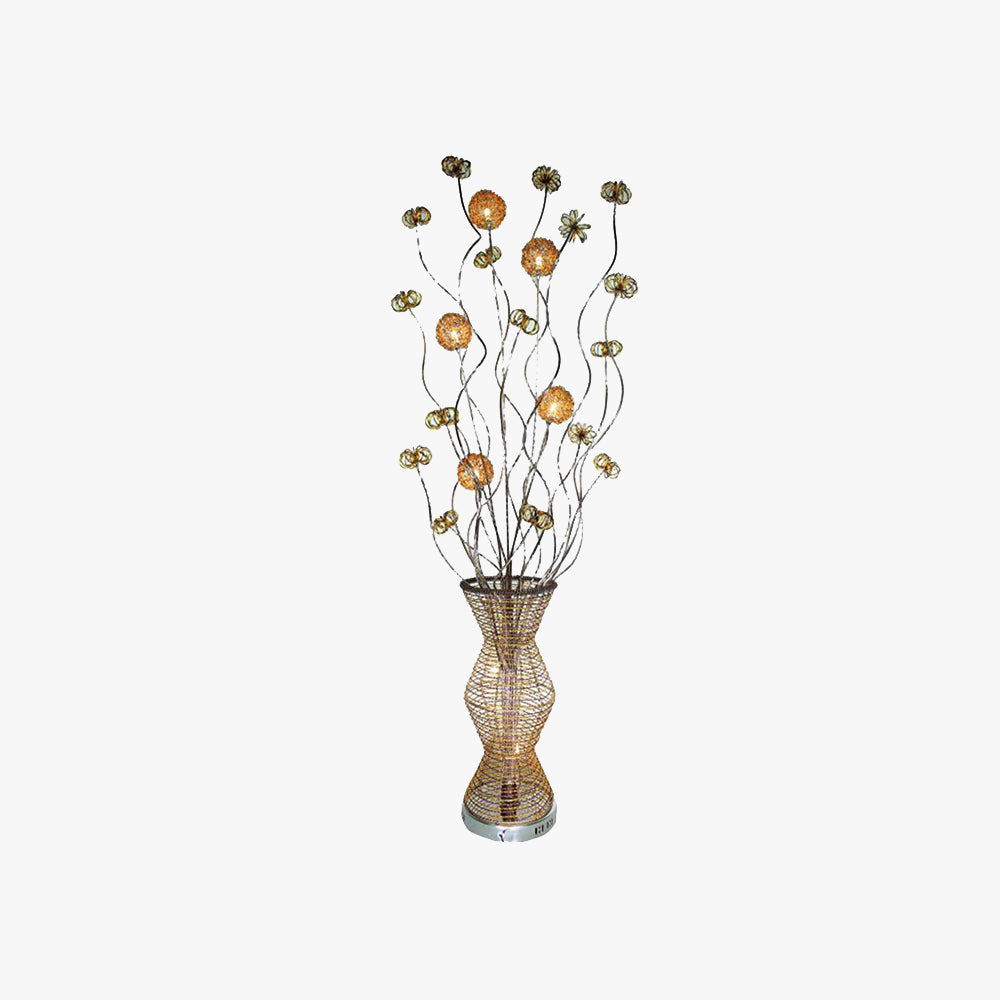 Arisha Design LED Lampade da Terra Arte Deco Metallo Vaso Oro Fiore Soggiorno/Camera da Letto