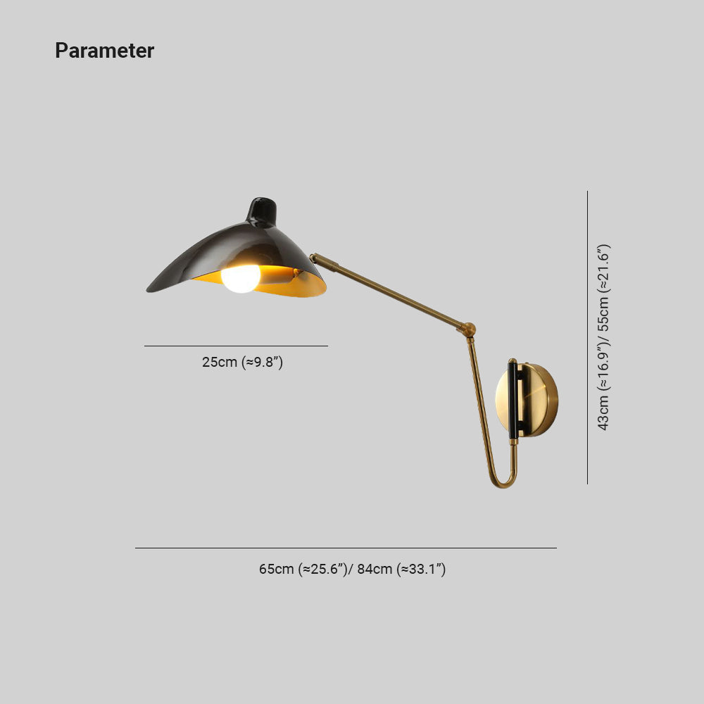 Epoch Industria Swing Braccio Vanità Applique, Nero/Oro