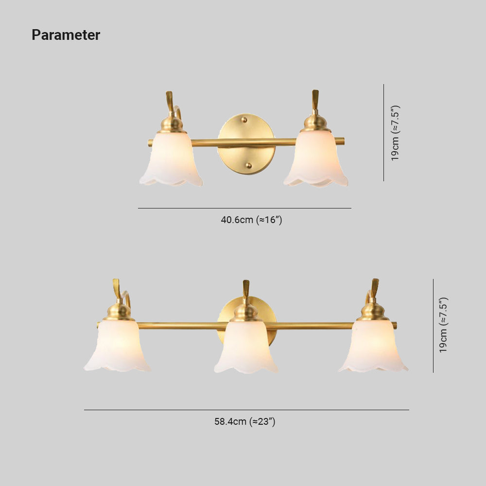 Arisha Design LED Fiore Elegante Applique Metallo Oro Specchio Bagno