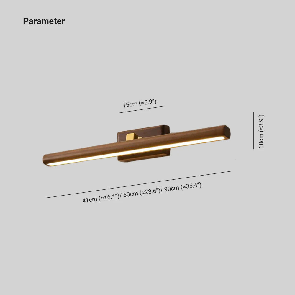 Muto Moderni LED Legno Girevole Specchio Bagno Marrone Lungo