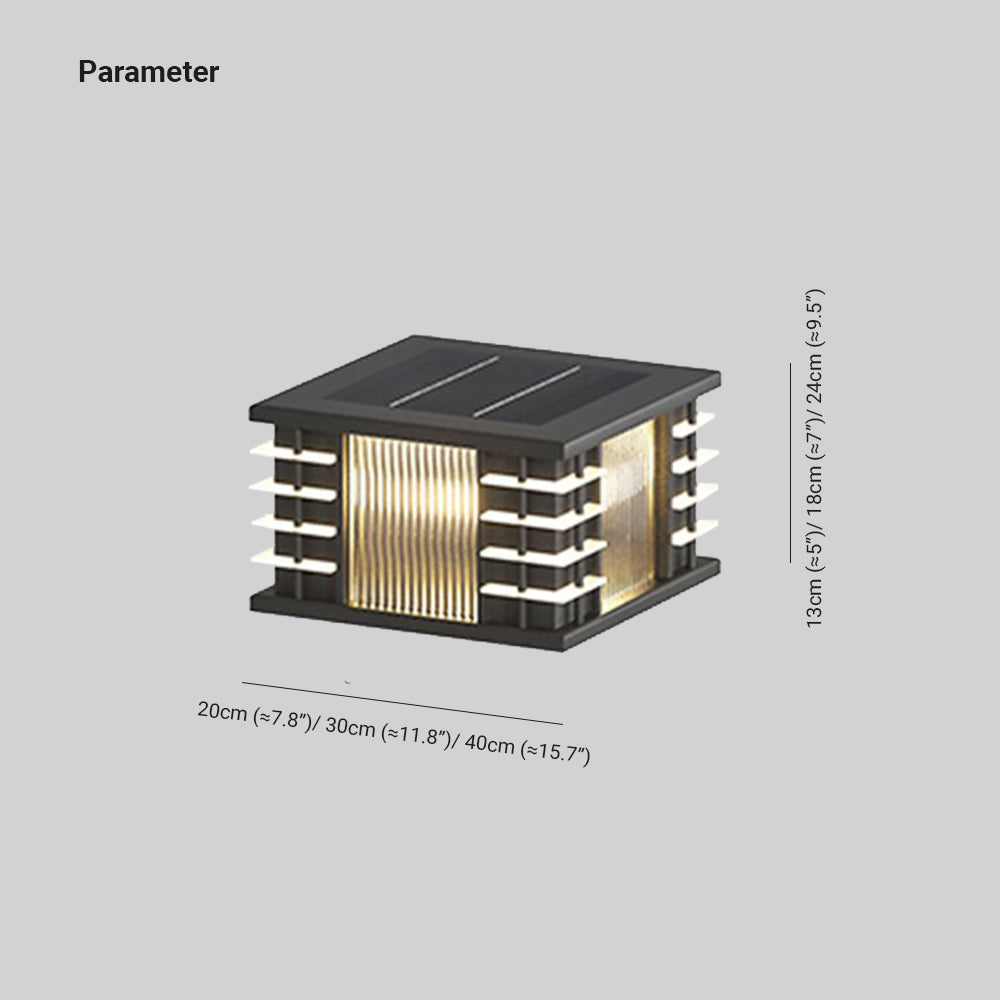 Ray Moderno Lampade da Terra Solari Esterne  Vetro Acrilico Quadrato Metallo, Nero