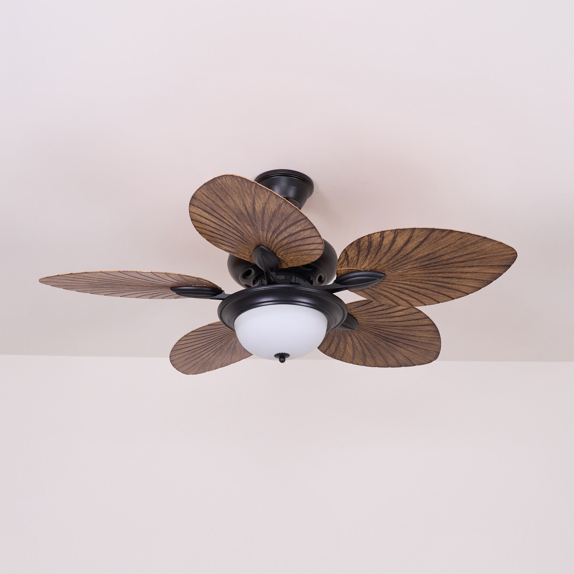 Ventilatore da soffitto Virel Tropicale in legno con luce, vista laterale