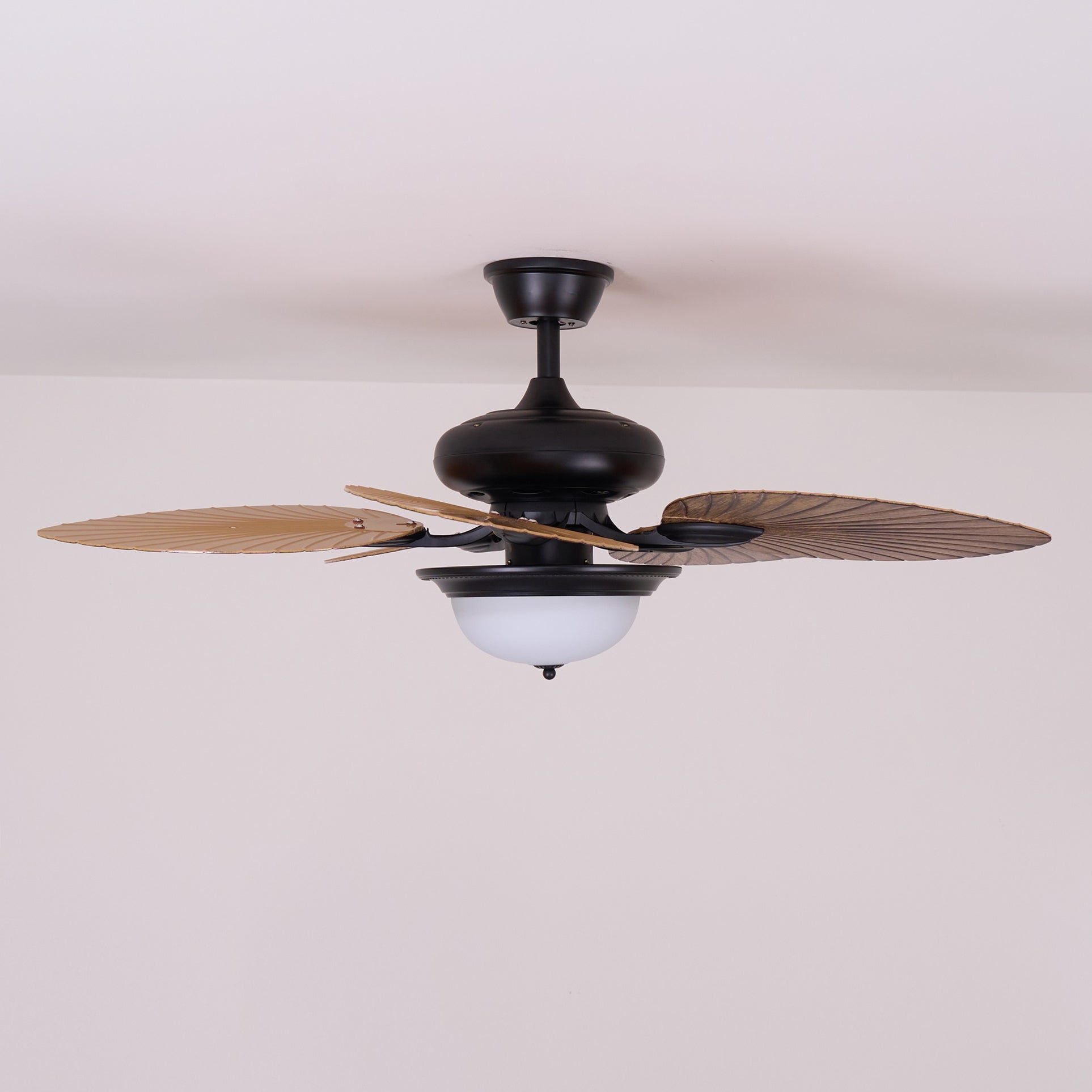 Ventilatore da soffitto Virel Tropicale in legno con luce, vista dall'alto