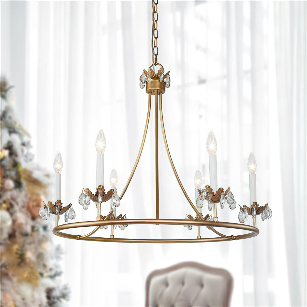 Yrvuvyh Vintage Industrial Luxury Brass Crystal Chandelier - Lamp Copper