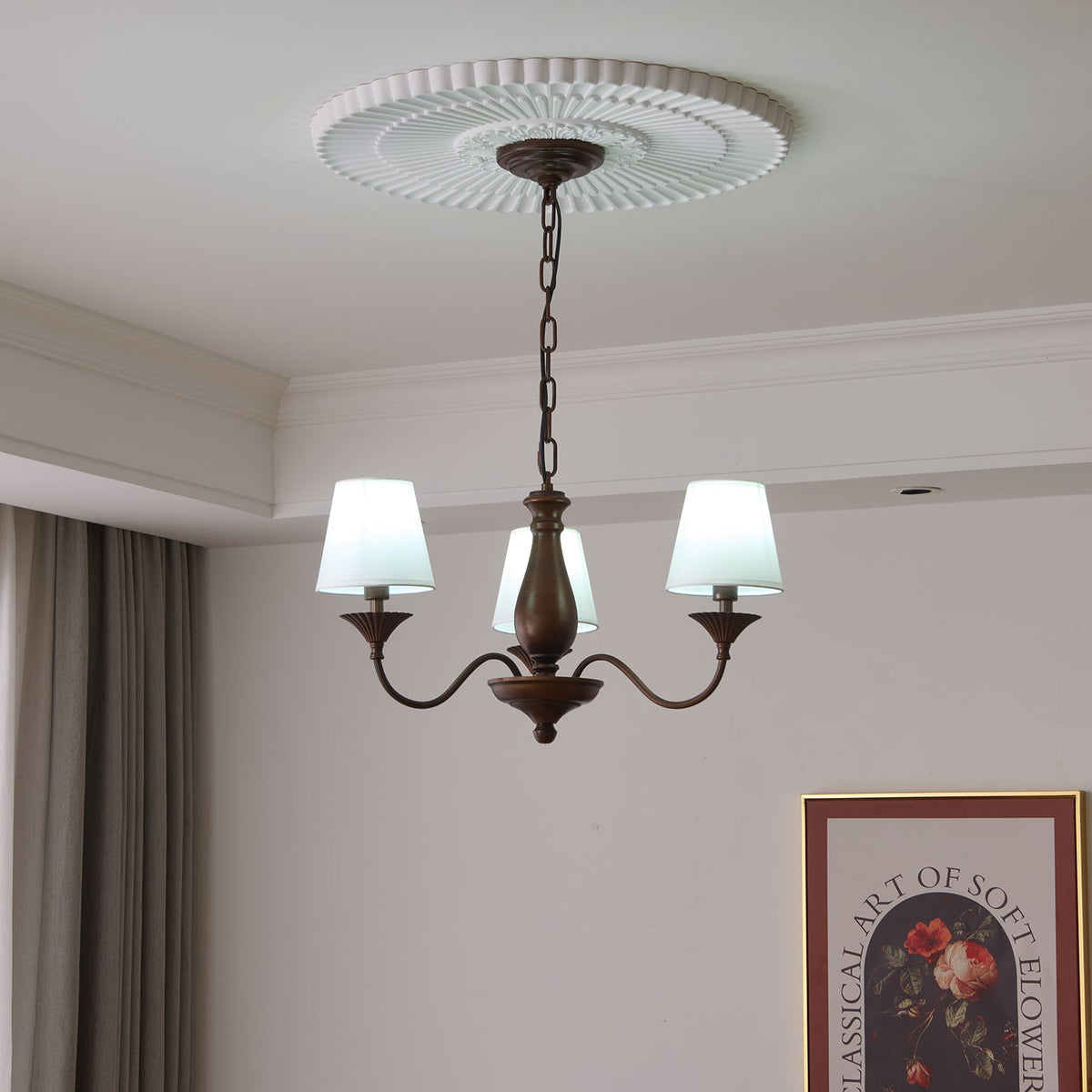 Aurora Chandelier Fabric Shade Vintage - Blowlighting