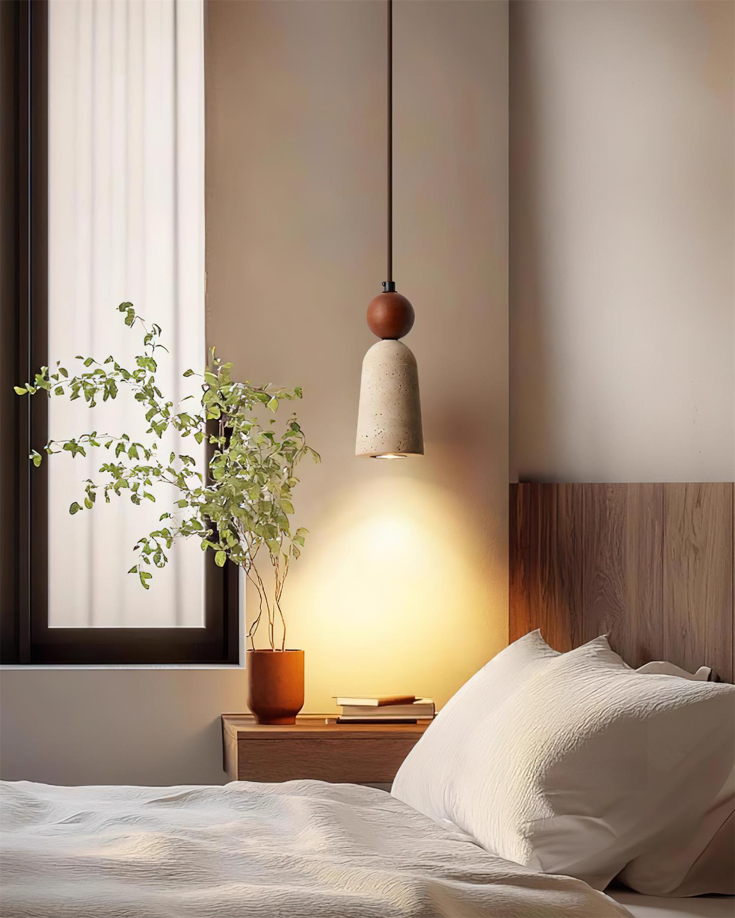 Bellaro Travertine & Wood Pendant Light - Letslighting