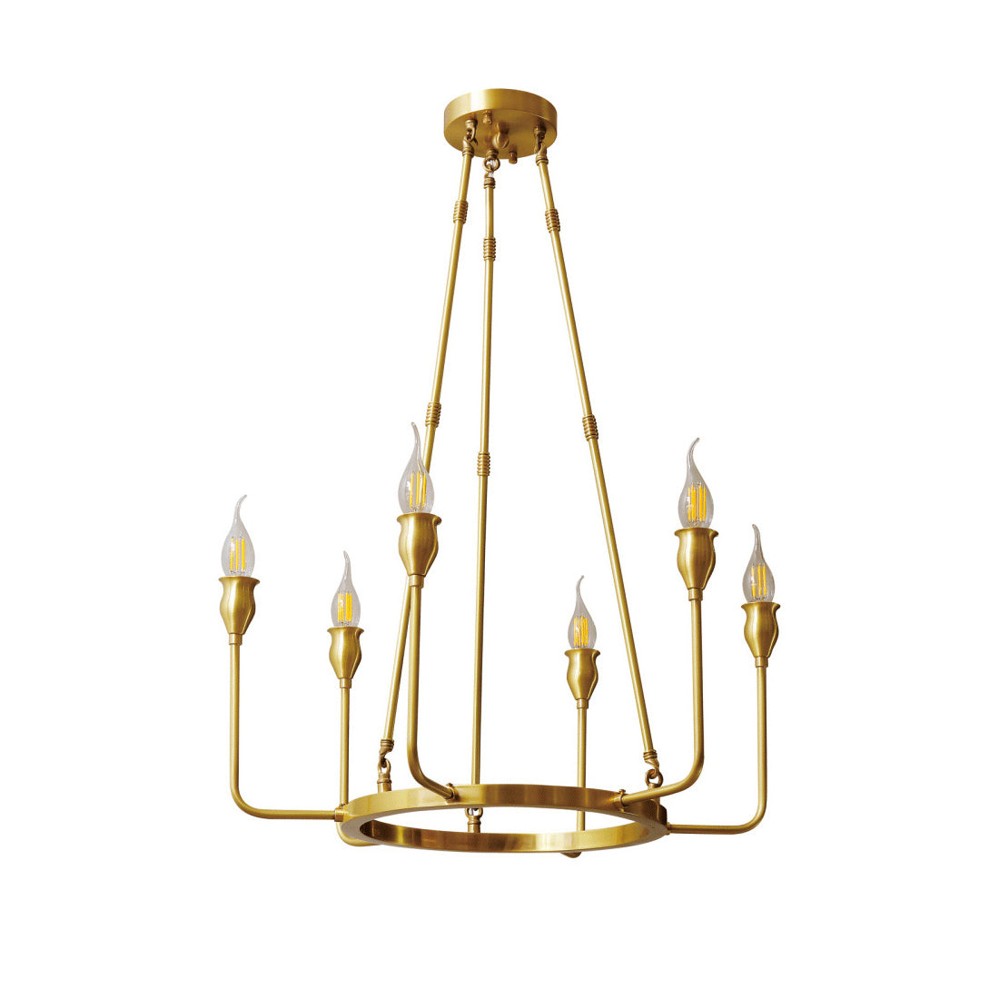 Fljotuvyh Modern Minimalist Industrial Candle Metal Chandelier - Lamp Copper