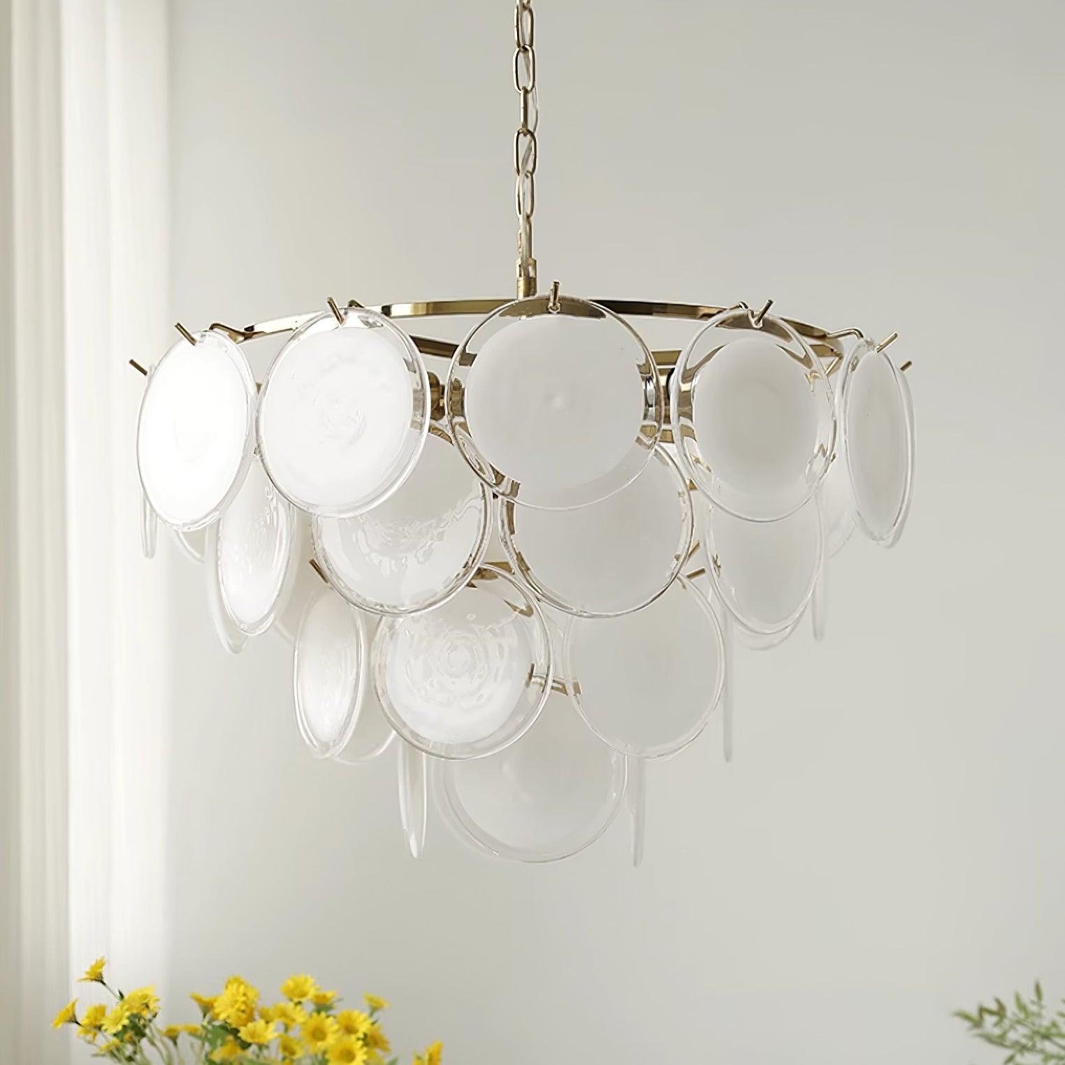Esona Cascading Frosted Glass Discs Chandelier - Letslighting