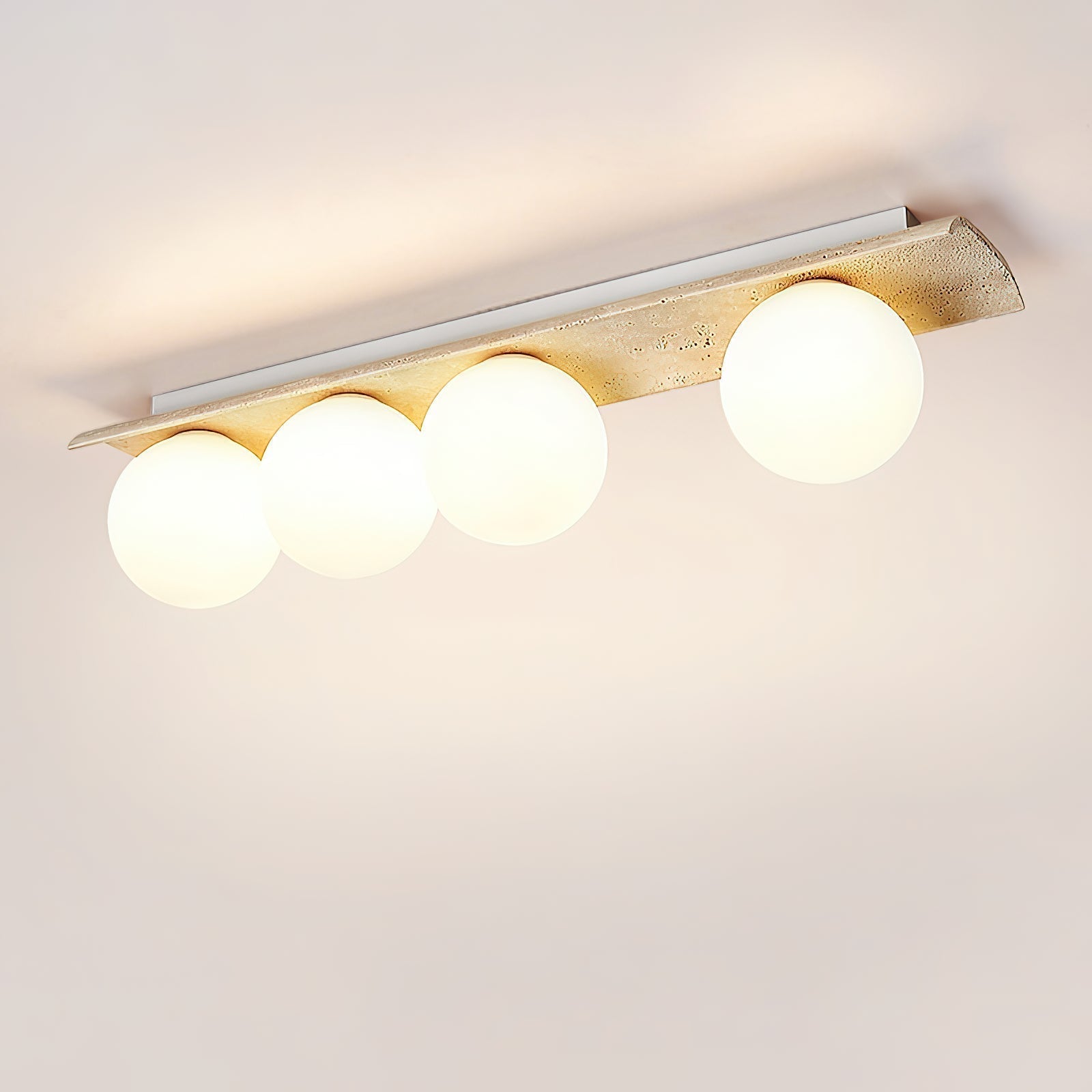 Bianca Globe Modern Minimalist Travertine Glass Ceiling Lamp - Lamp Copper