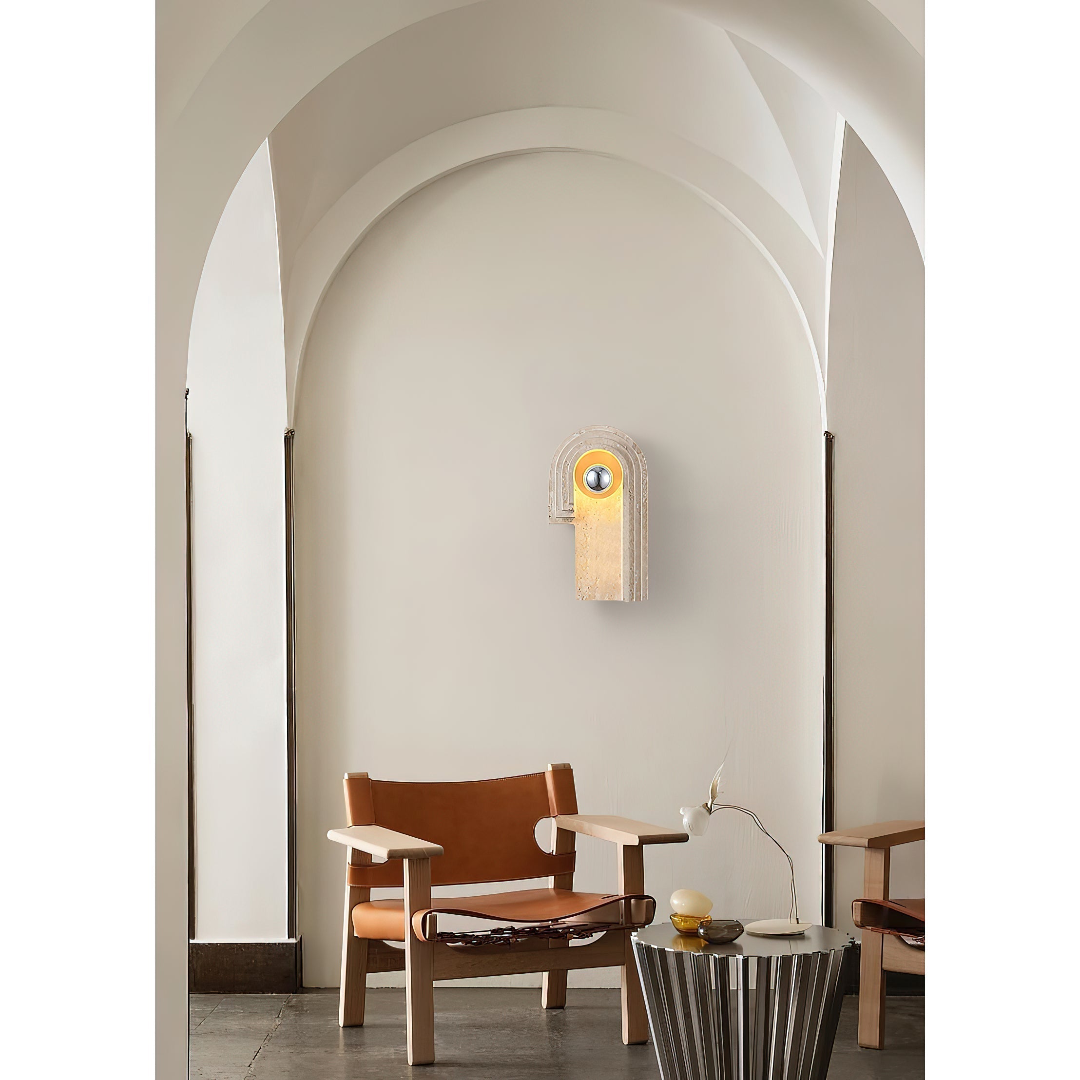 Mjolkuvyh Modern Minimalist Travertine Wall Lamp - Lamp Copper