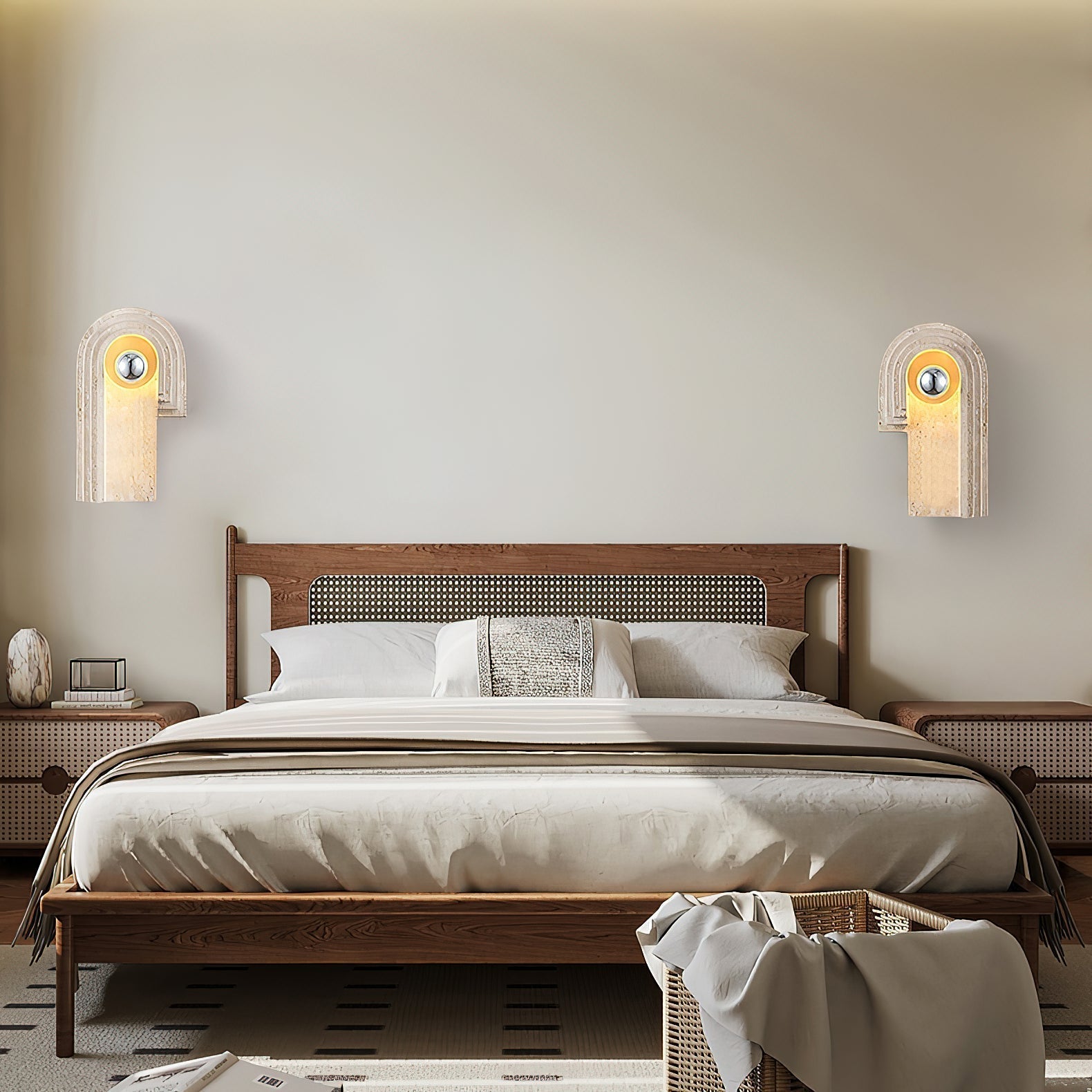 Mjolkuvyh Modern Minimalist Travertine Wall Lamp - Lamp Copper