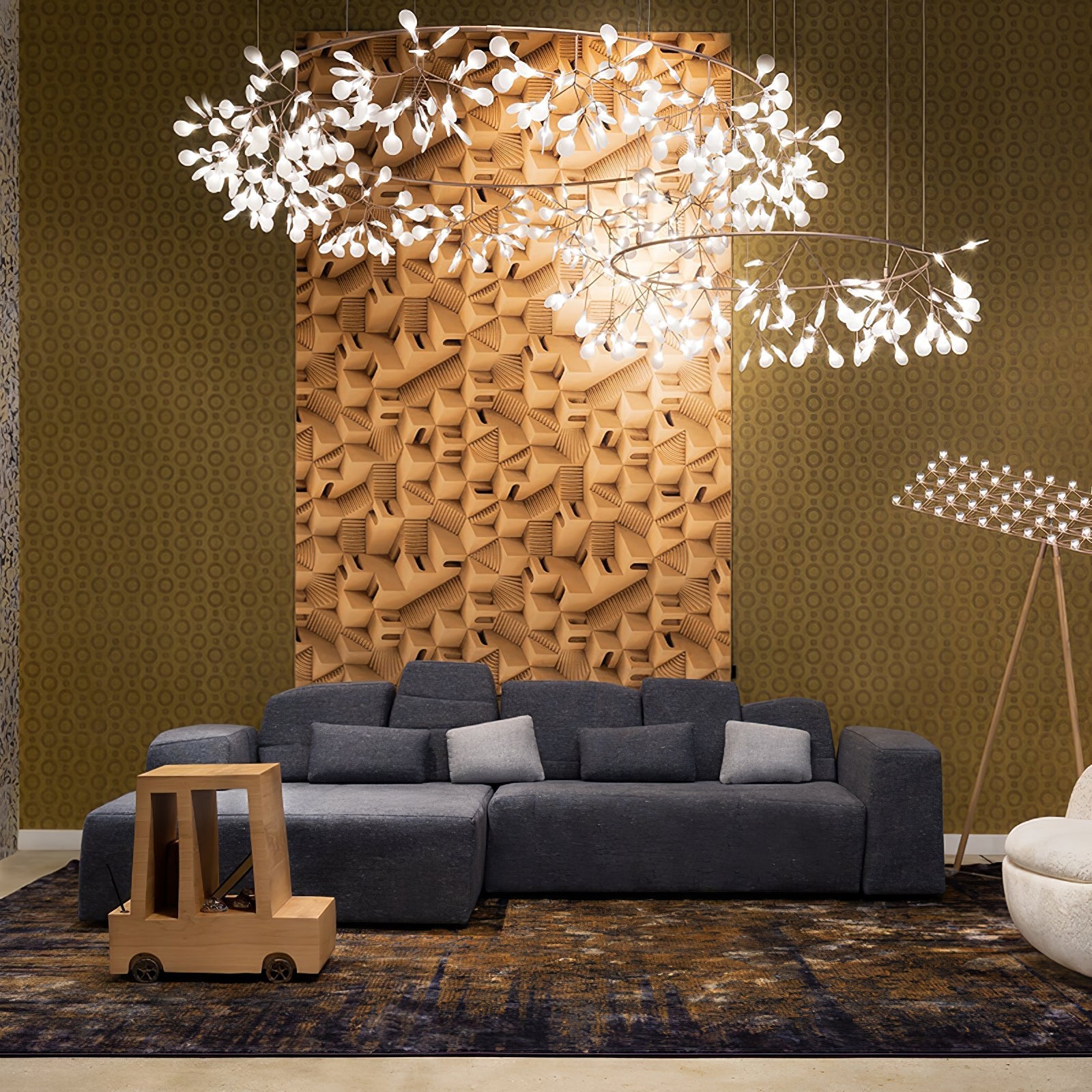 Olivia Unico LED Lampade a Sospensione Rotondo Art D'eco Lucciola Soggiorno/Camera da letto