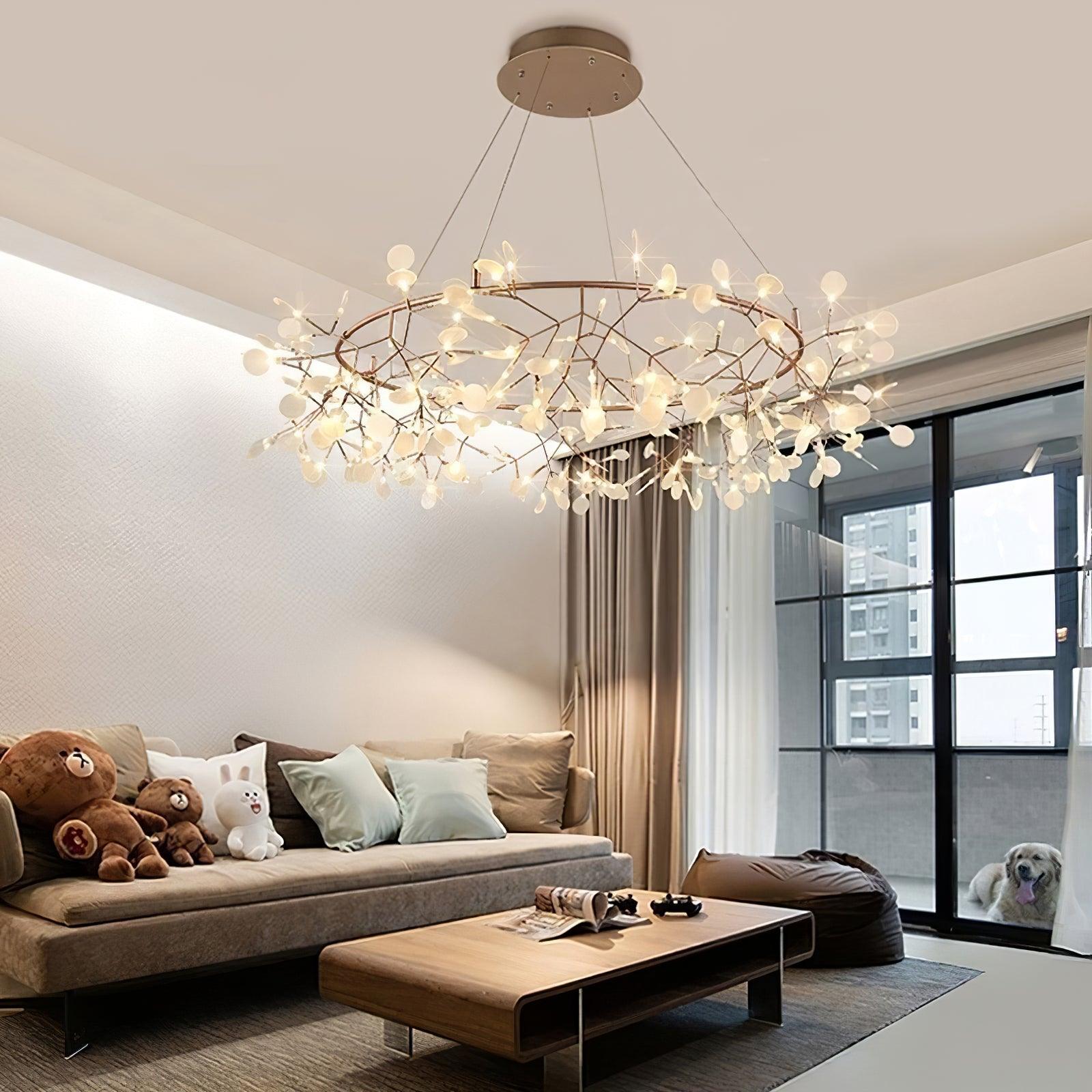 Olivia Unico LED Lampade a Sospensione Rotondo Art D'eco Lucciola Soggiorno/Camera da letto