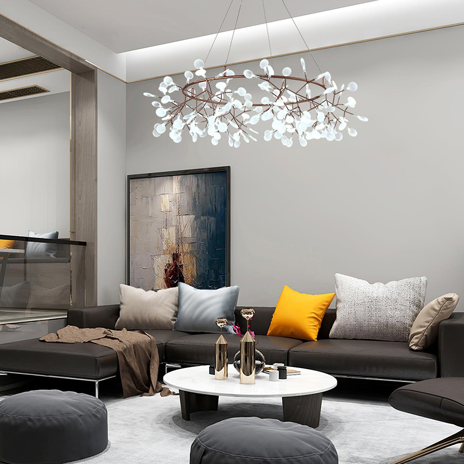 Olivia Unico LED Lampade a Sospensione Rotondo Art D'eco Lucciola Soggiorno/Camera da letto