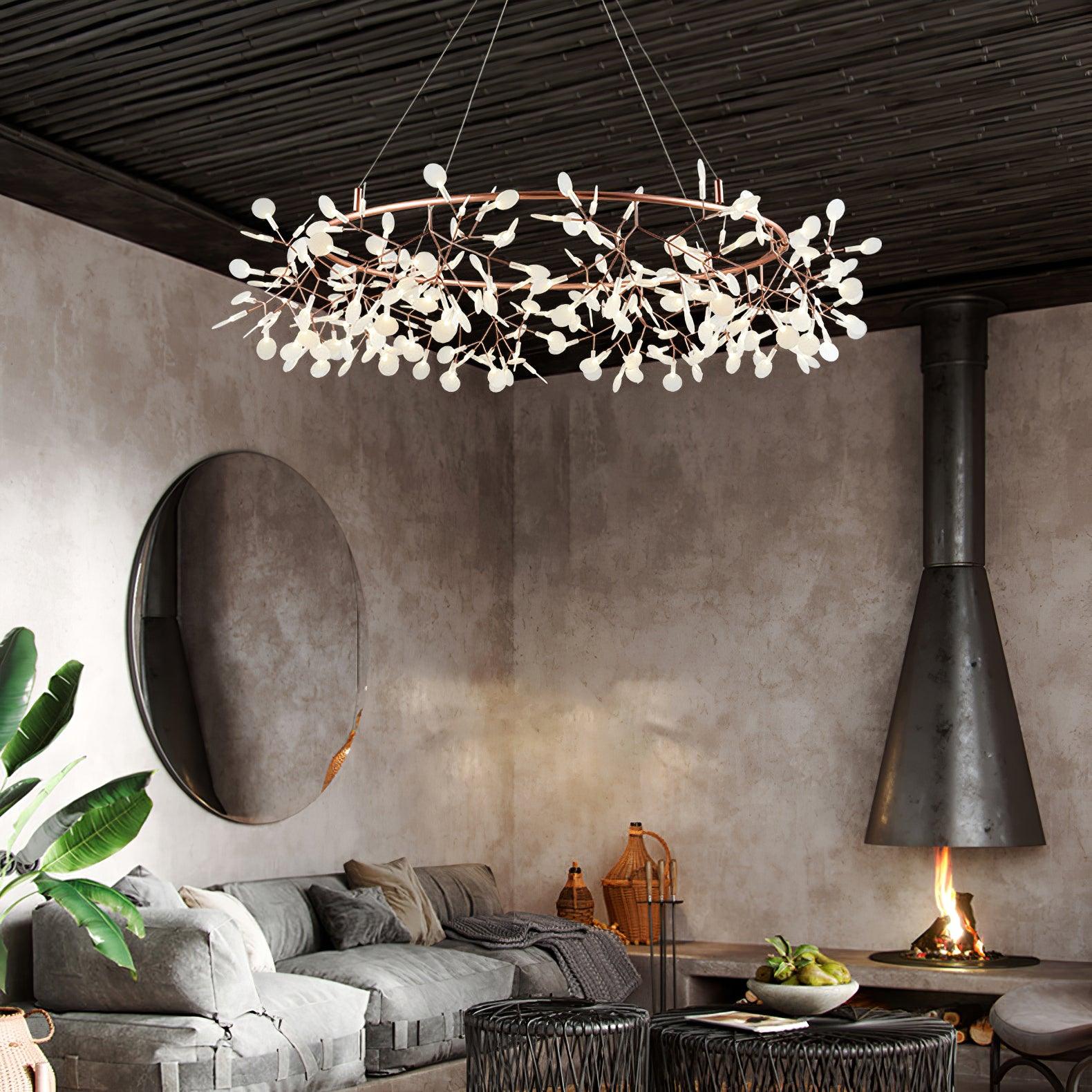 Olivia Unico LED Lampade a Sospensione Rotondo Art D'eco Lucciola Soggiorno/Camera da letto