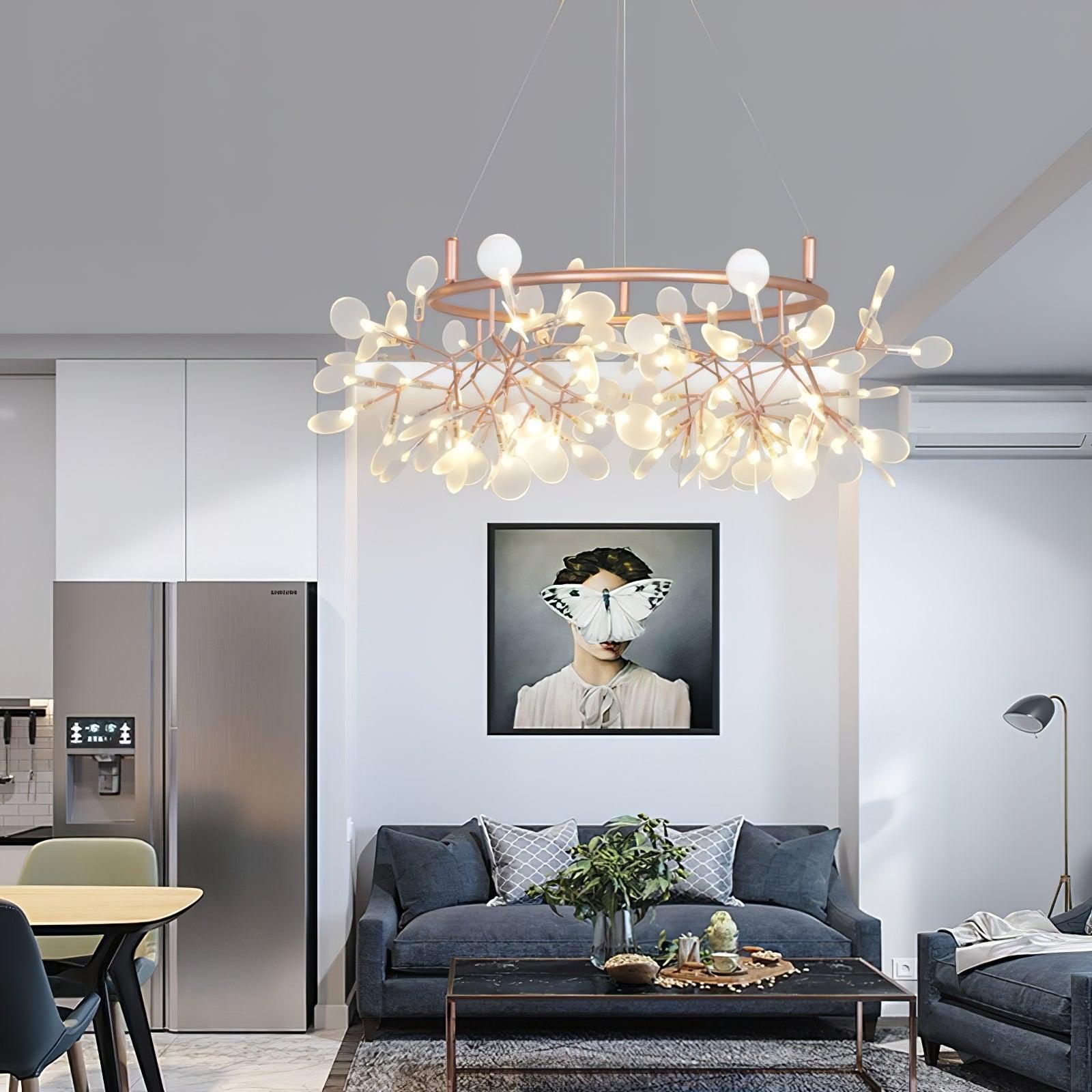 Olivia Unico LED Lampade a Sospensione Rotondo Art D'eco Lucciola Soggiorno/Camera da letto
