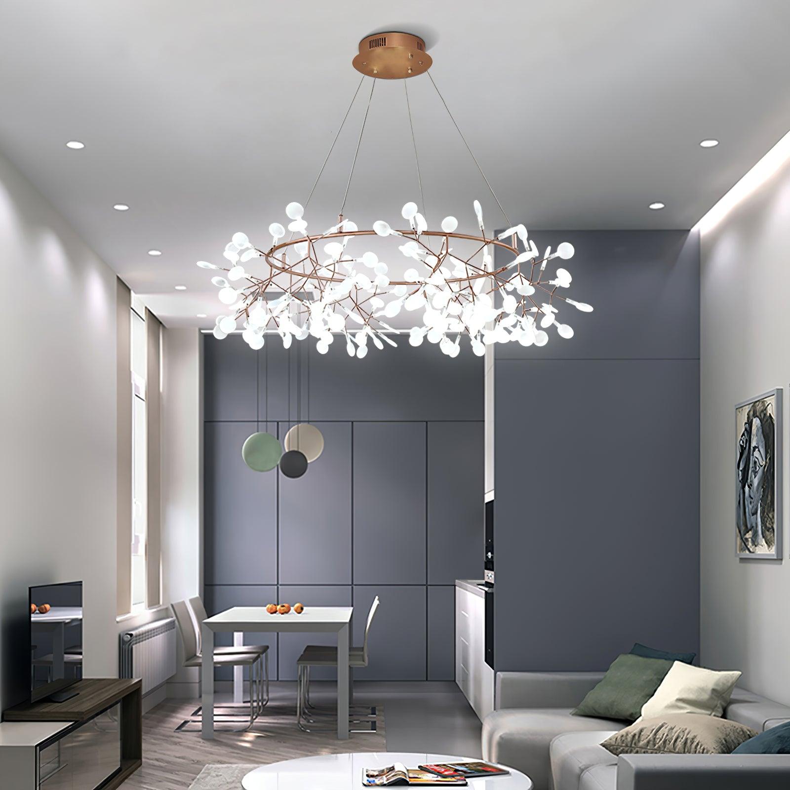 Olivia Unico LED Lampade a Sospensione Rotondo Art D'eco Lucciola Soggiorno/Camera da letto