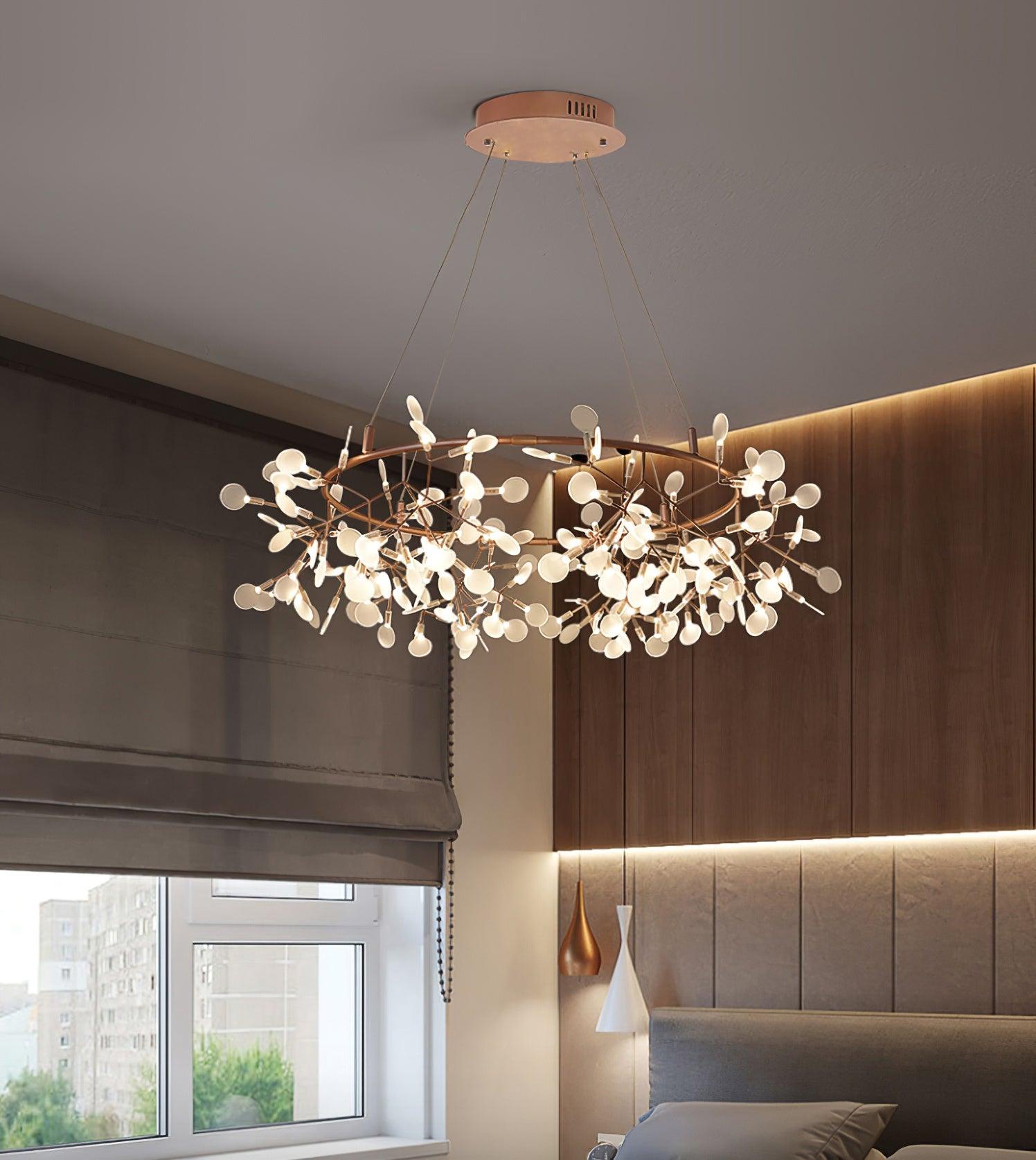 Olivia Unico LED Lampade a Sospensione Rotondo Art D'eco Lucciola Soggiorno/Camera da letto