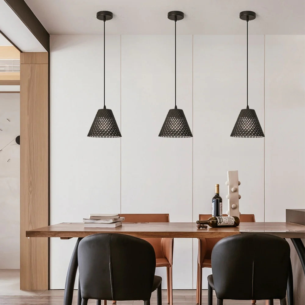 Ritta Cone LED Lanpade a Sospensione Nero Bianco Grigio Resina Sala da Pranzo