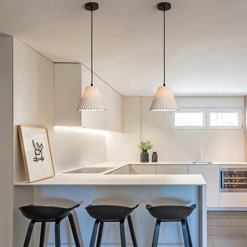 Ritta Cone LED Lanpade a Sospensione Nero Bianco Grigio Resina Sala da Pranzo