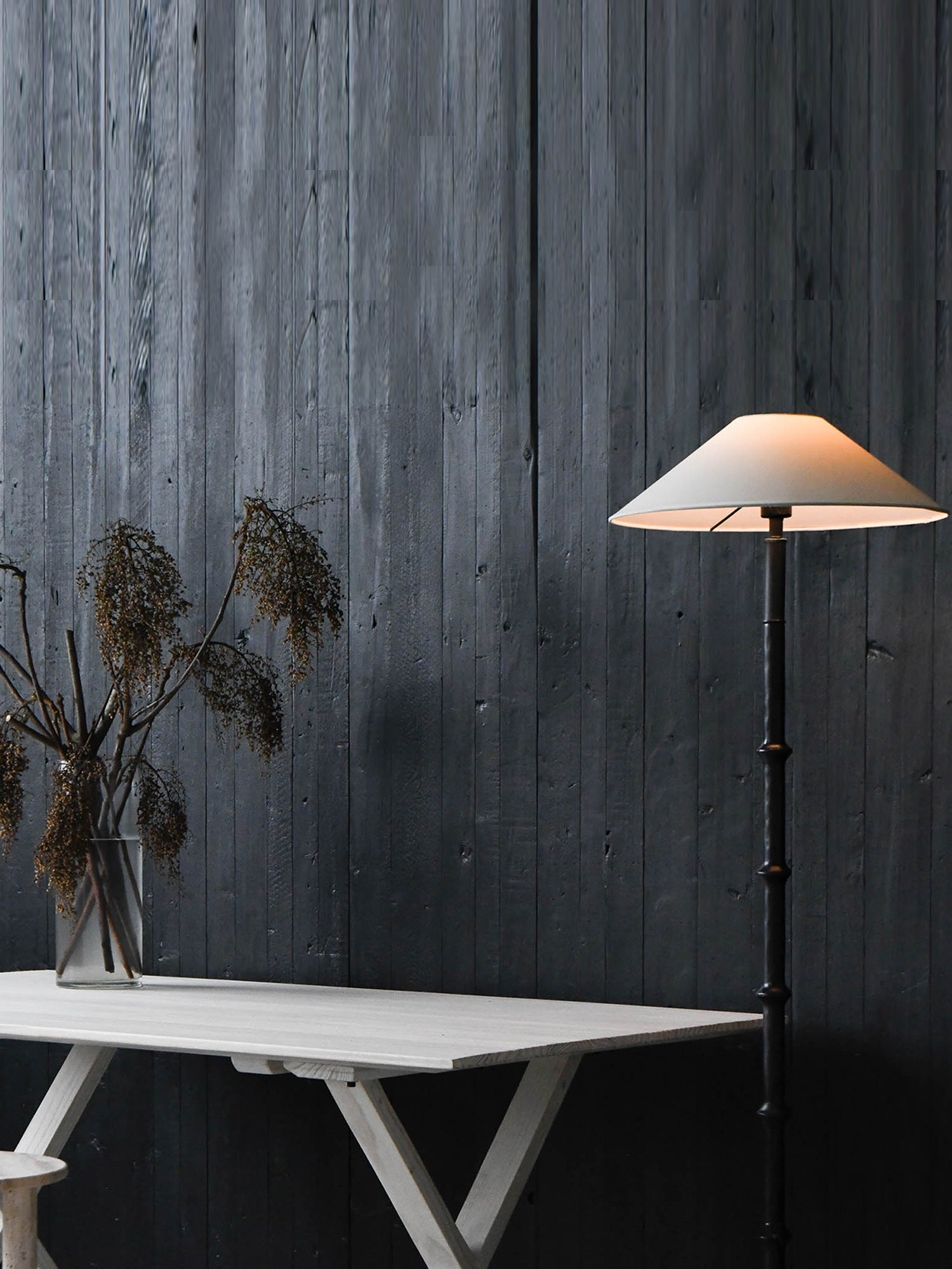 Black Bamboo Floor Lamp - Lamp Copper