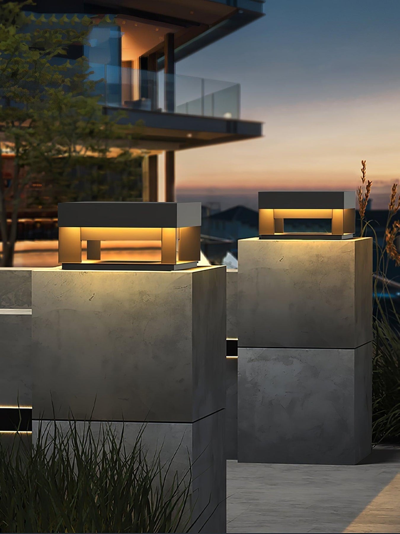 Black Box Outdoor Post Light - Lamp Copper