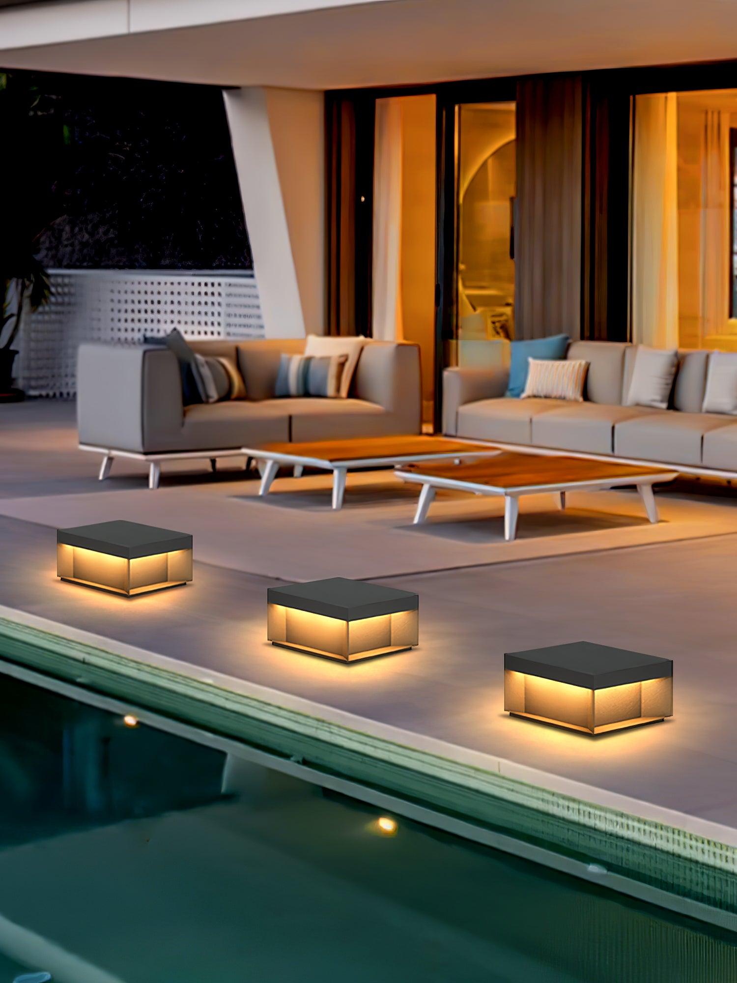 Black Box Outdoor Post Light - Lamp Copper