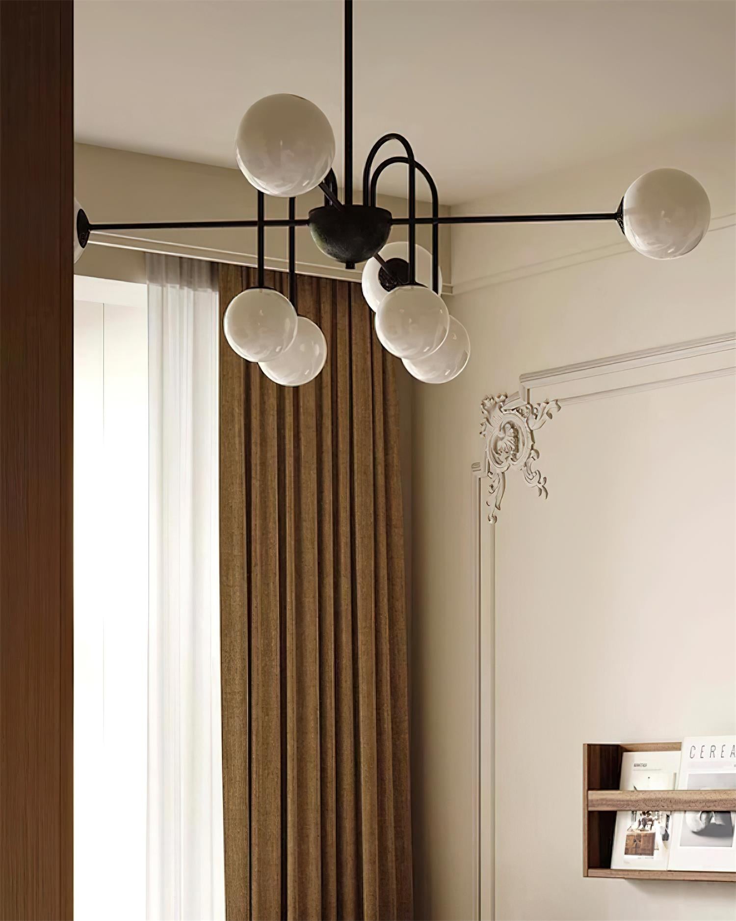 Chandelier Black Metal Arches Glass Globes Minimalist - Letslighting