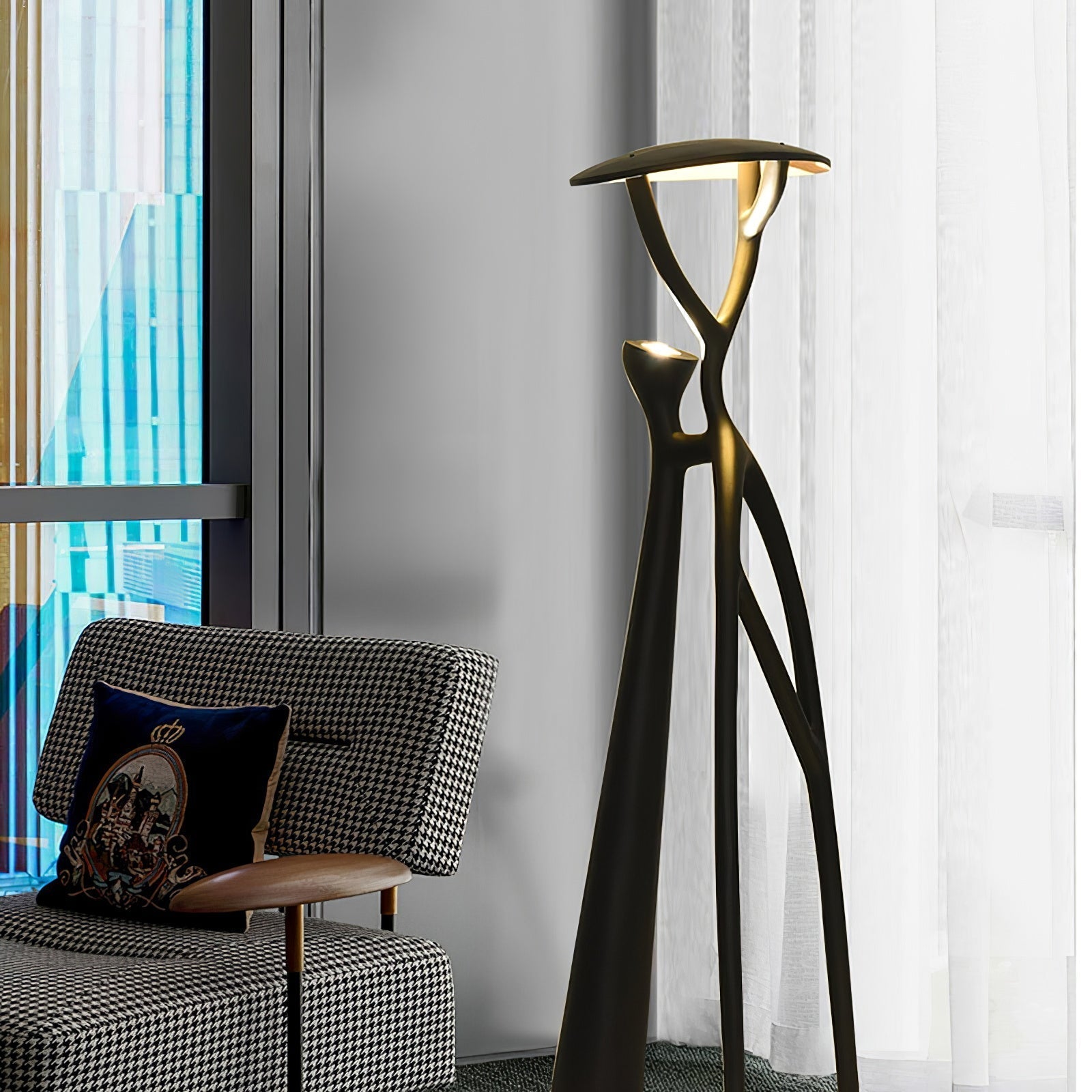 Black Sculpture Floor Lamp - Lamp Copper