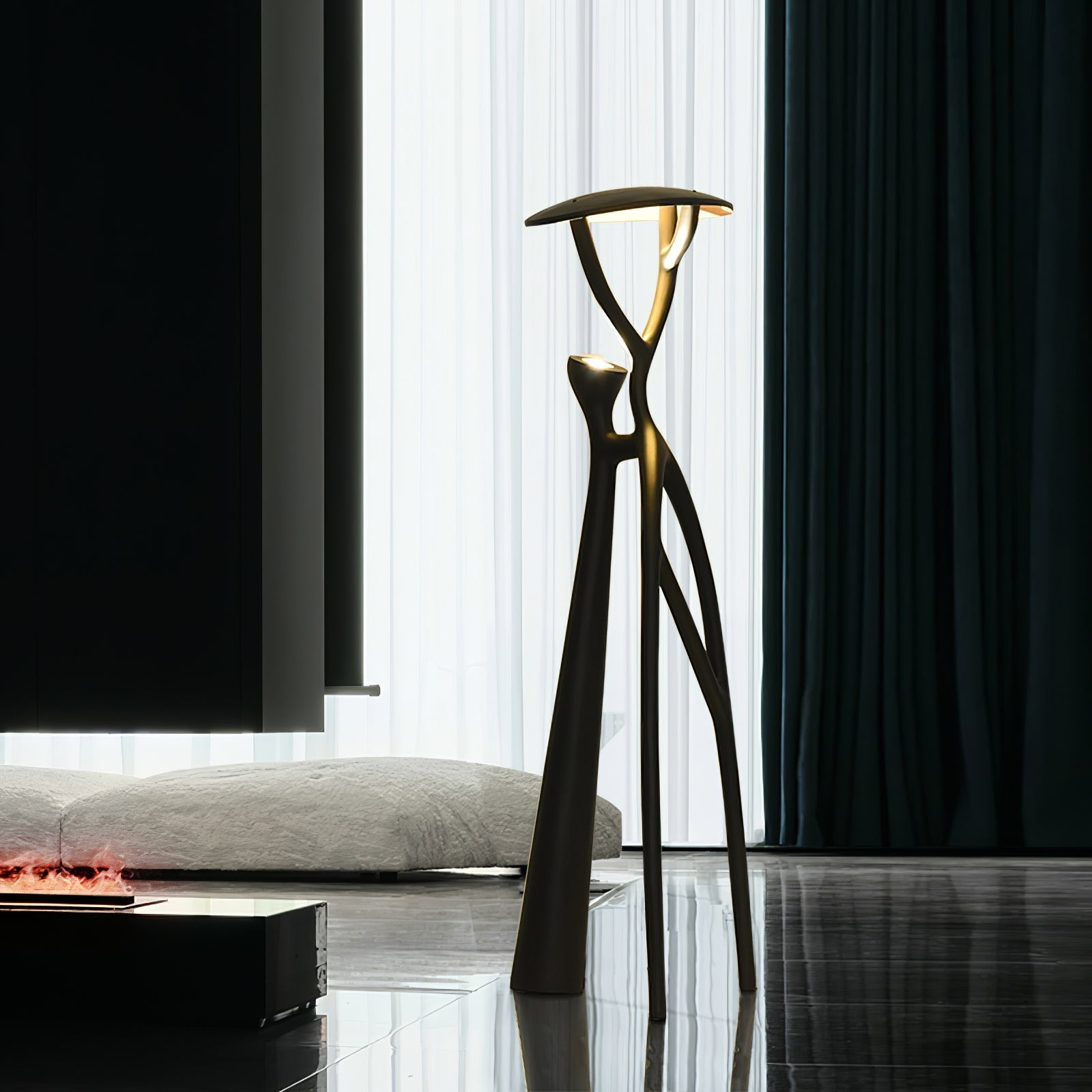 Black Sculpture Floor Lamp - Lamp Copper
