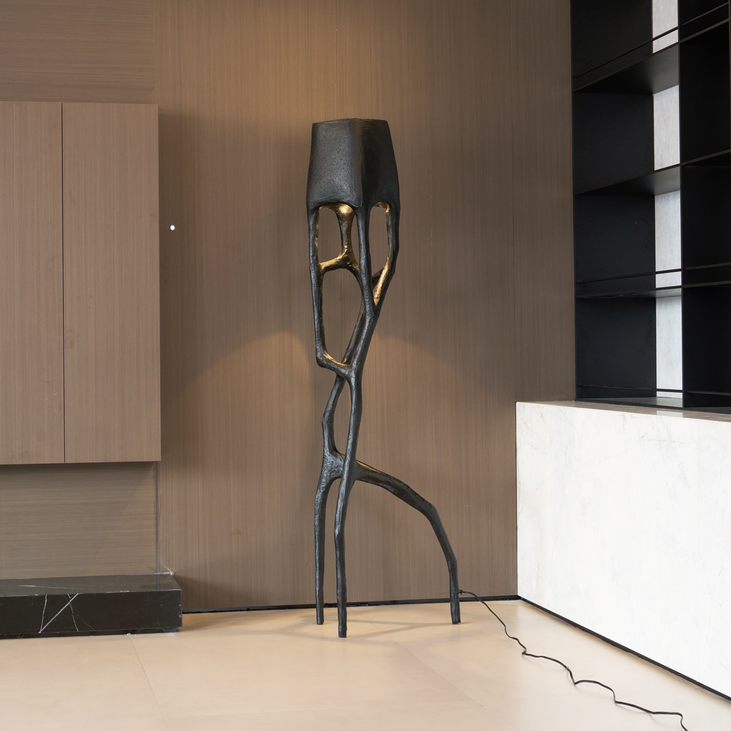 Black Tree Sculpture Floor Lamp - Lamp Copper