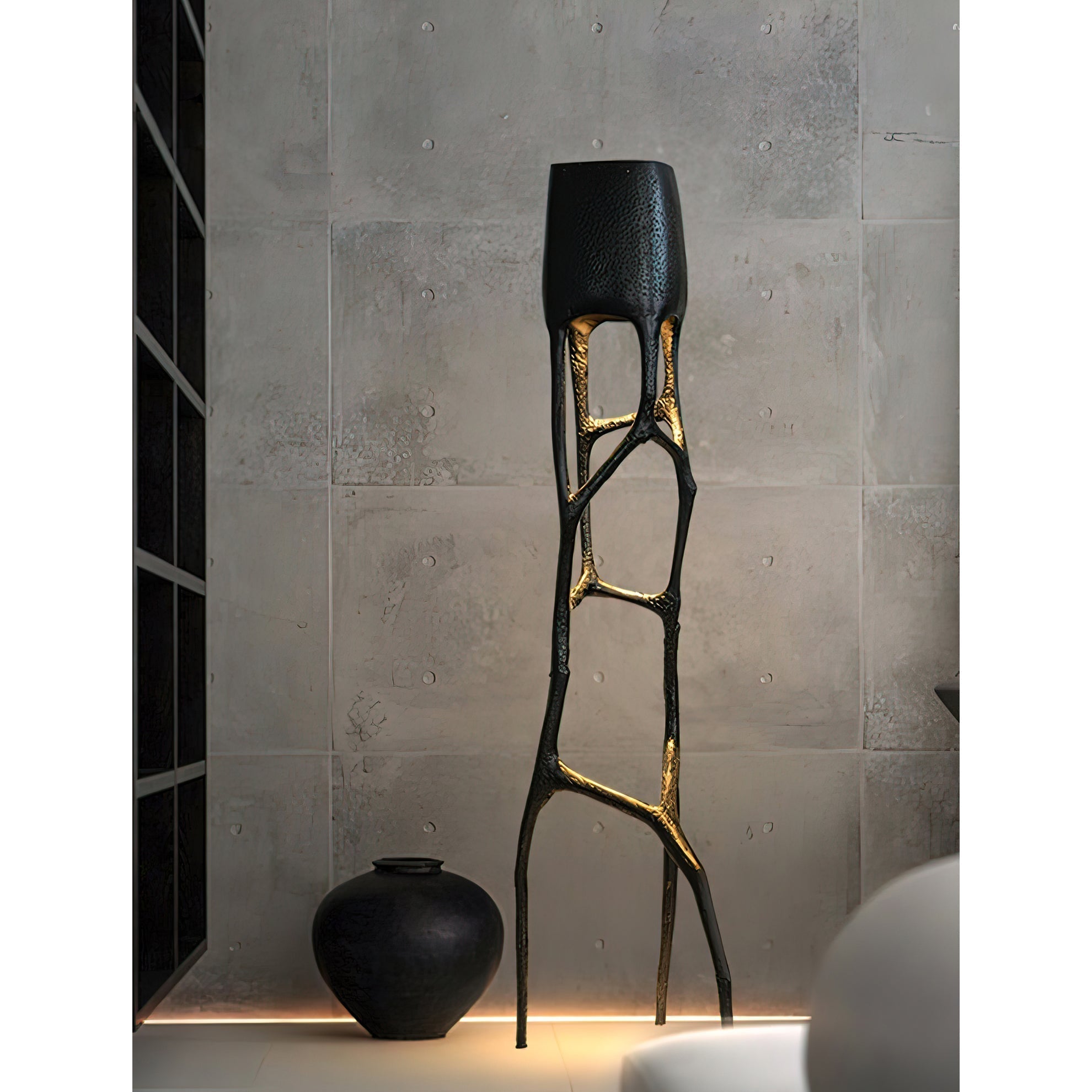 Black Tree Sculpture Floor Lamp - Lamp Copper