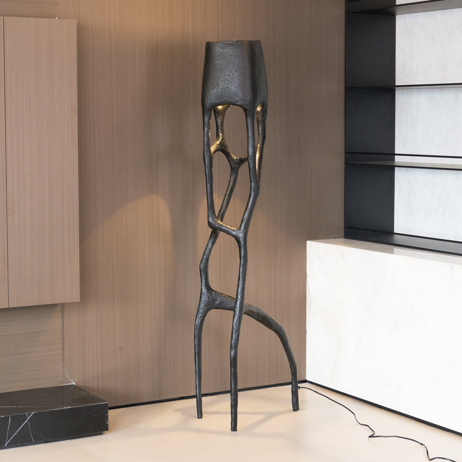 Black Tree Sculpture Floor Lamp - Lamp Copper