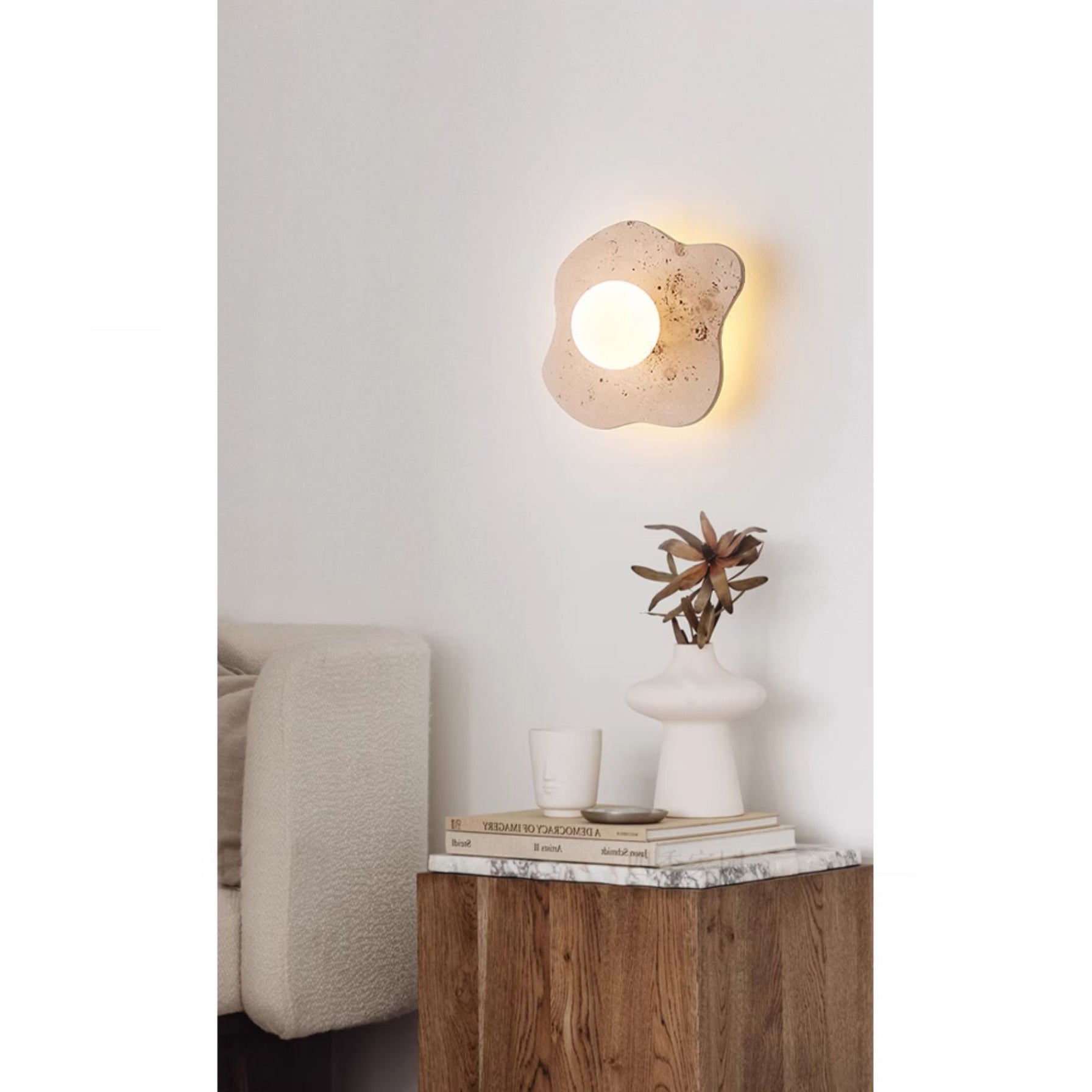 Tinduvyj Modern Minimalist Travertine Glass Wall Lamp - Lamp Copper