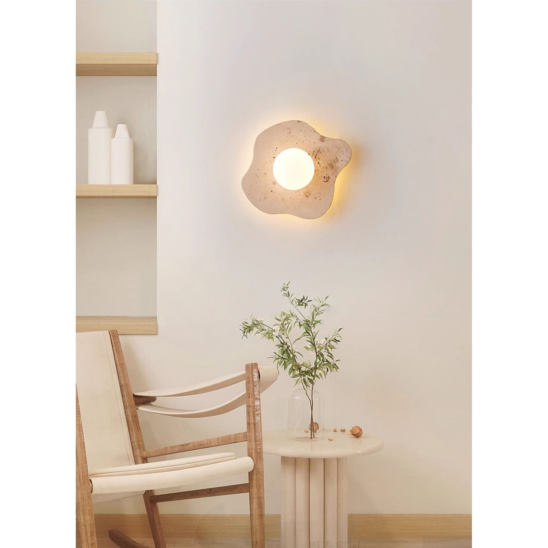 Tinduvyj Modern Minimalist Travertine Glass Wall Lamp - Lamp Copper
