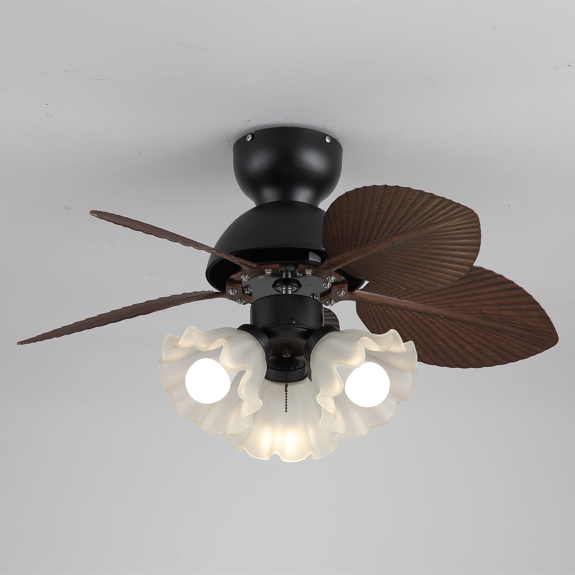 Ventilatore da soffitto con luce Qers con finitura noce