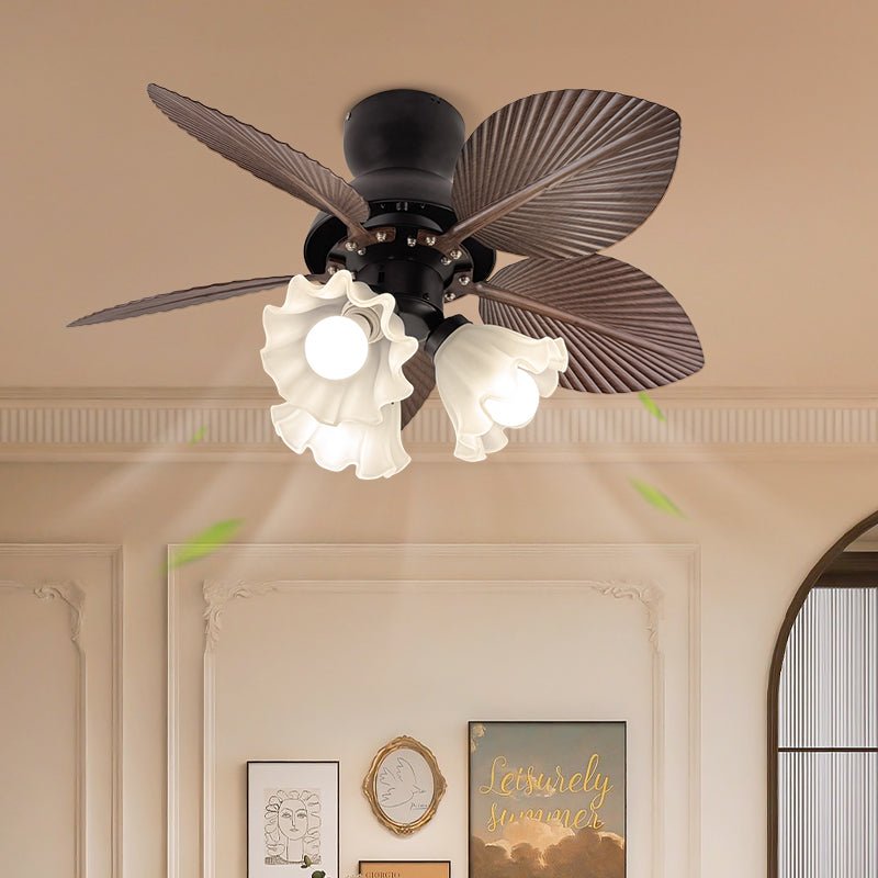 Ventilatore da soffitto con luce Qers con finitura nera