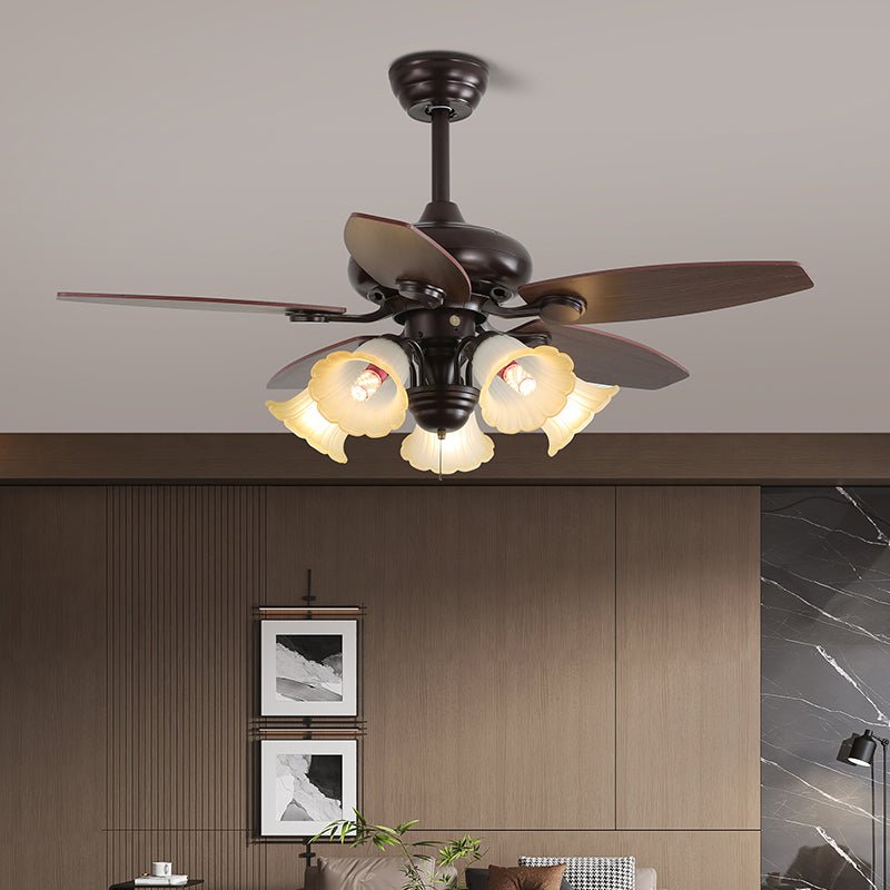 Ventilatore da soffitto con luce Elora Vintage, Modello B, Diam. 107cm