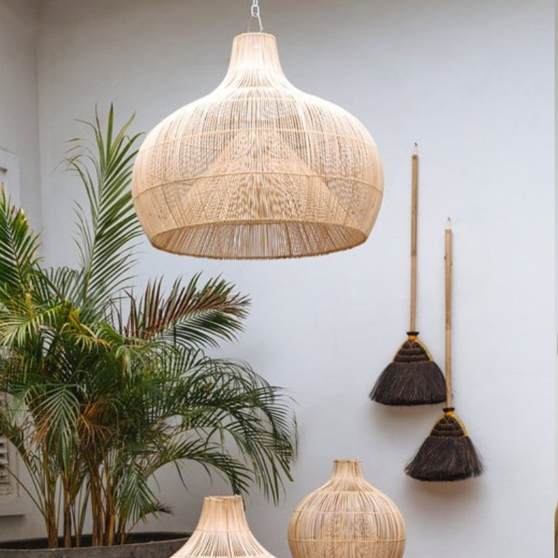Ritta Vintage Fatto a Mano Rattan Lampade a Sospensione Legno Naturale Soggiorno