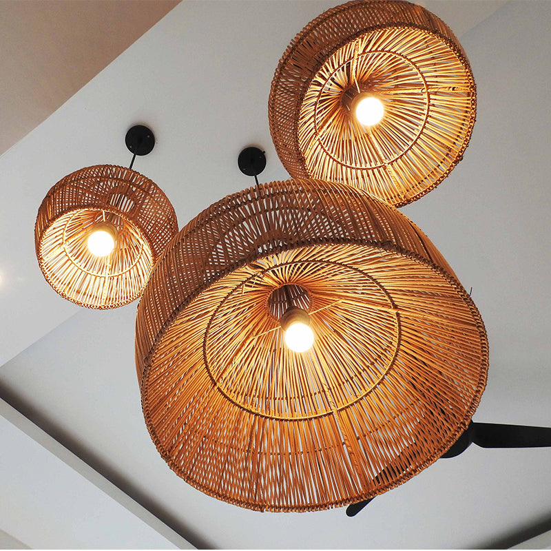 Ritta Vintage Fatto a Mano Rattan Lampade a Sospensione Legno Naturale Soggiorno